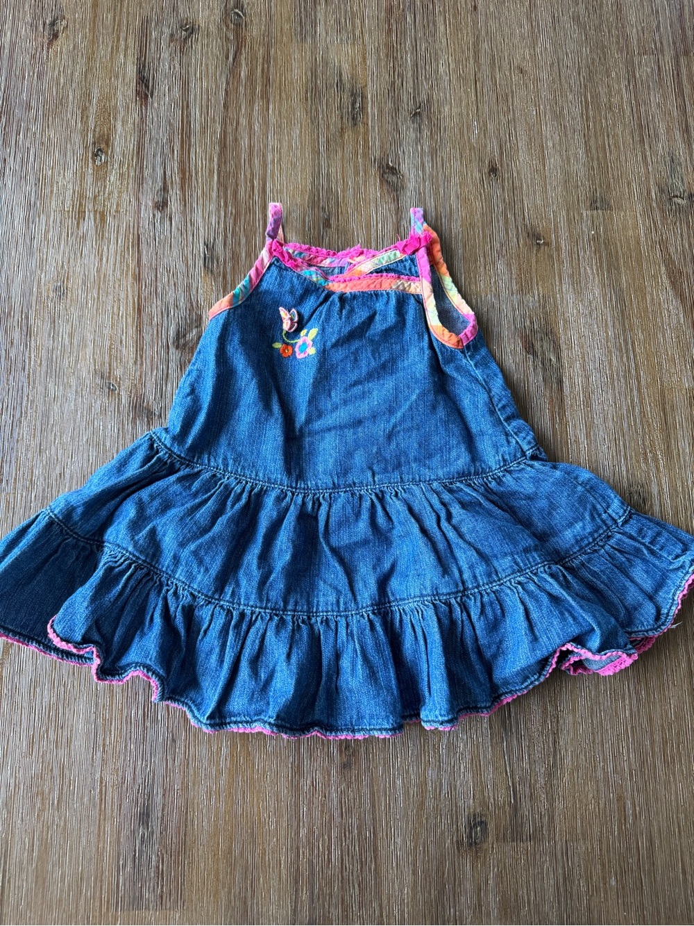3/20$ Baby Denim Dress with Colourful Accents size 3-6 months
